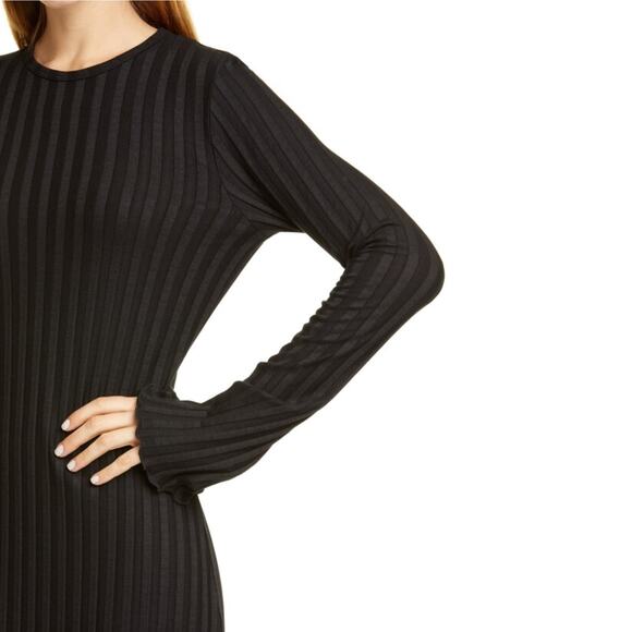 Simon Miller NEW Ribbed Black Dress Flare Sleeves Womens Size XL NWT Bodycon - Picture 10 of 16